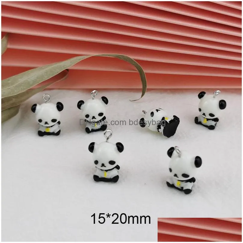 20pcs/set 15x20mm resin panda charms pendant jewelry findings diy handmade hanging decoration making accessories