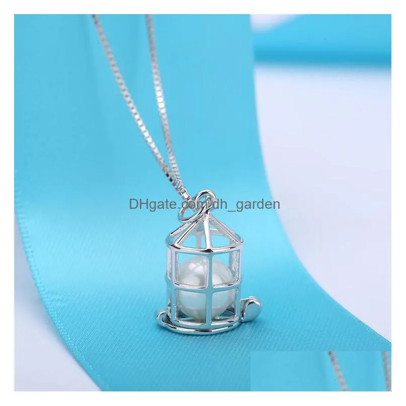 european and american bead cage pendant diy accessories s925 pure silver santa claus necklace box magic buckle jewelry