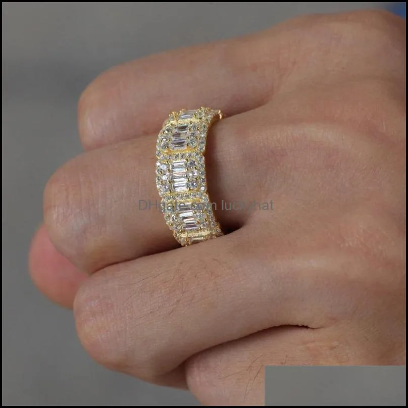 iced out diamond ring luxury designer jewelry 8mm mens rings fashion  hip hop bling gold wedding engagement love bague 3622