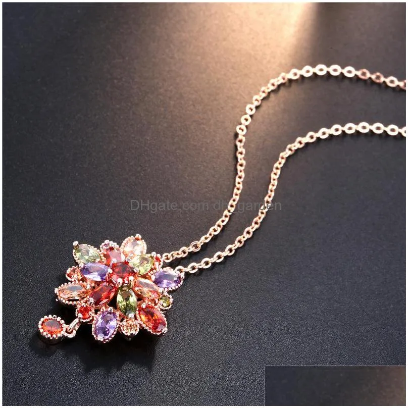 best selling rhinestone crystal necklace korean color zircon rose gold necklace manufacturers direct sales for women shipping