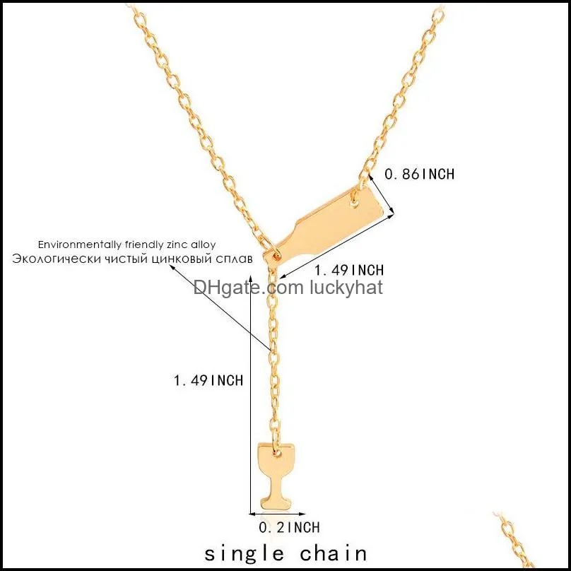 adjustable size wine cup long chian necklace for women gift bottle pendant necklace bar hip hop statement jewelry charm 2