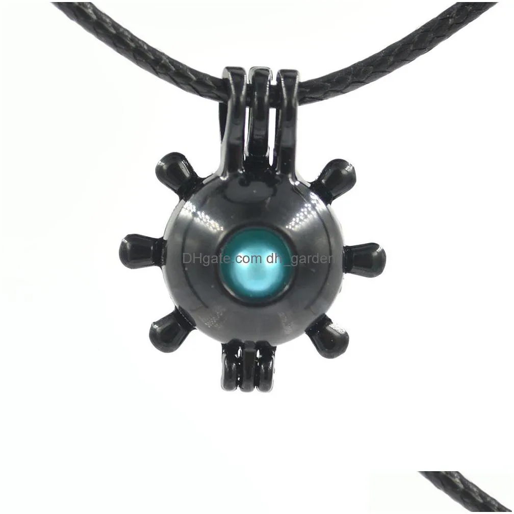 mixed black pearl cage pendant fashion hollow animal aromatherapy essential oil diffuser locket pendant mountings for jewelry making
