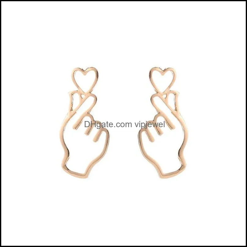 gesture earrings gold/silver plated alloy earring ear cuff piercing heart earring