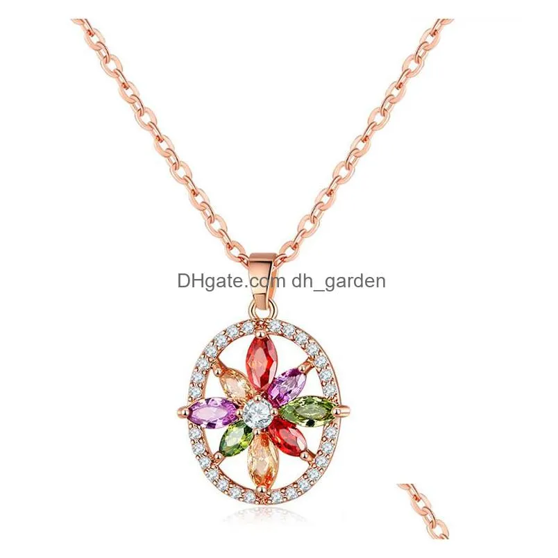 diamond necklace european and american fashion jewelry necklace seven color zircon clavicle chain crystal tear pendant