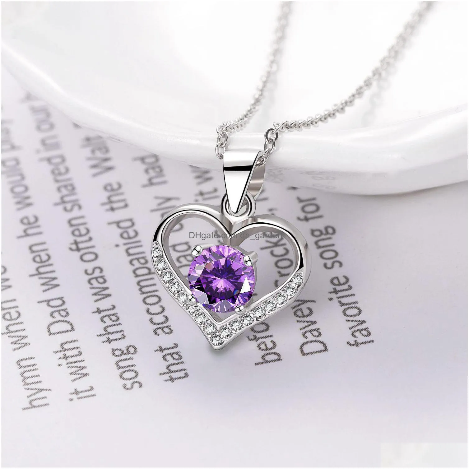 high quality sterling silver heart necklace imitation d color mosang stone heartshaped clover pendant wholesale