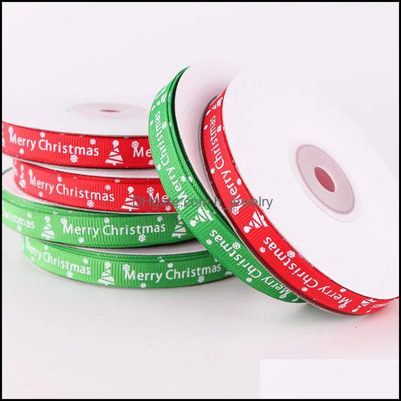 red green silk satin ribbon 1cm doublesided ribbed merry christmas party decoration gift wrapping year gift diy bags box ribbons