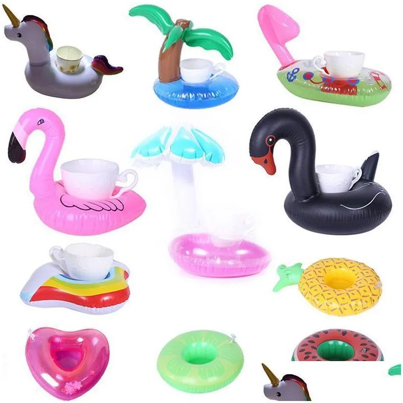 2020 inflatable float flamingo cup holder coasters inflatable drink holder for swimming pool air mattresses