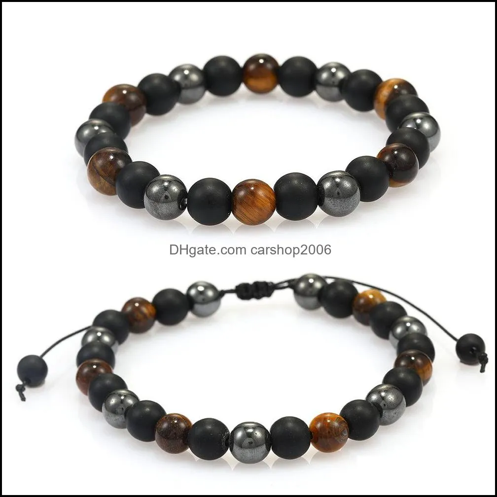8mm handmade braid beaded bracelet for men fashion designer natural stone chakra yoga energy elastic bracelet jewelry gift