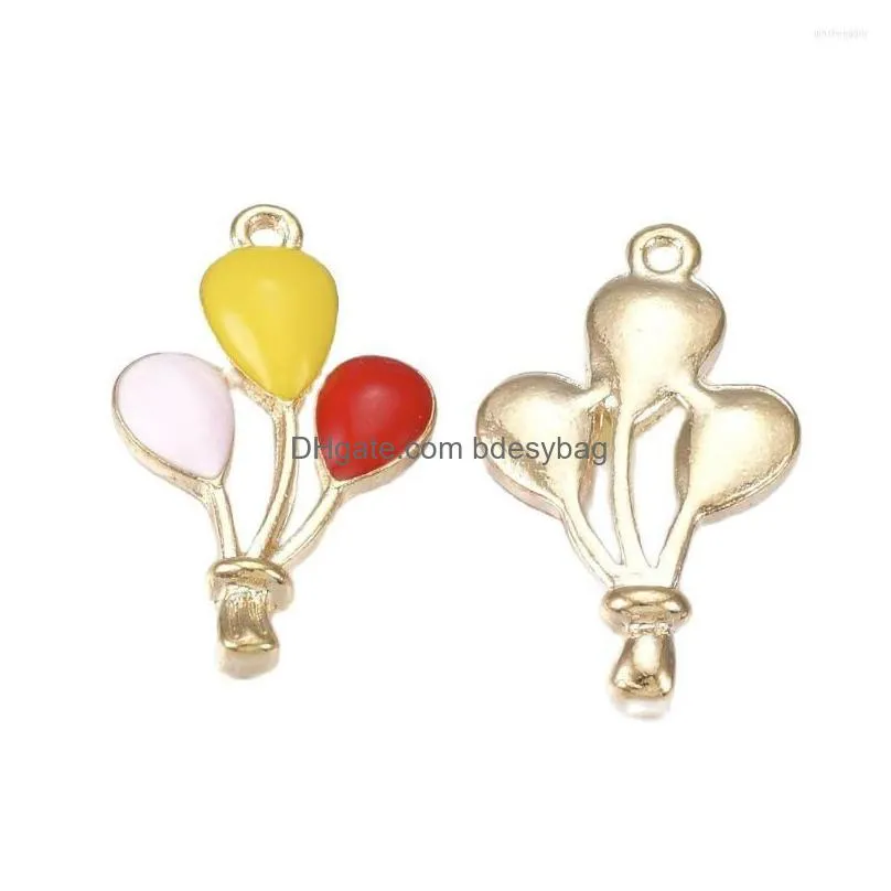 charms 5pcs cute alloy enamel colorful balloon for diy earrings necklace jewelry making accessories