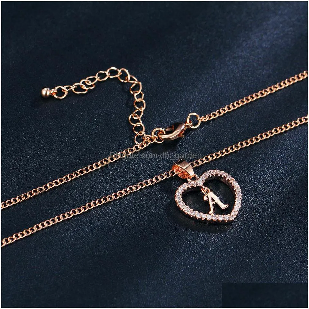 wholesale price letter necklaces 26 letters zircon love necklace jewelry pendant 18 inches chain