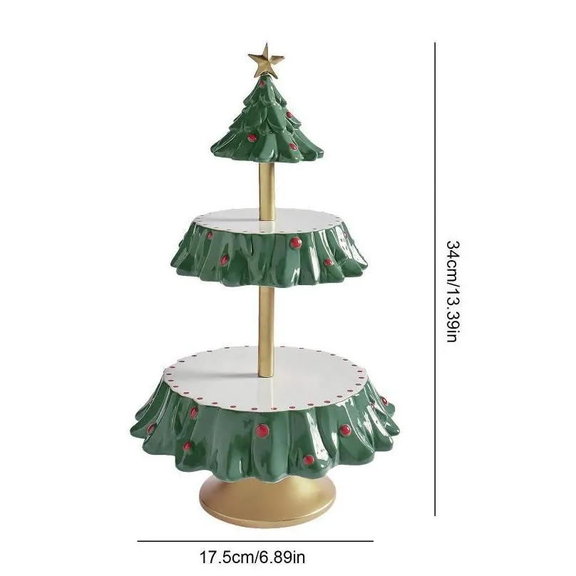 other festive party supplies christmas snack stand 2 tier cupcake bowl holder dessert candy display food tray merry decoration for