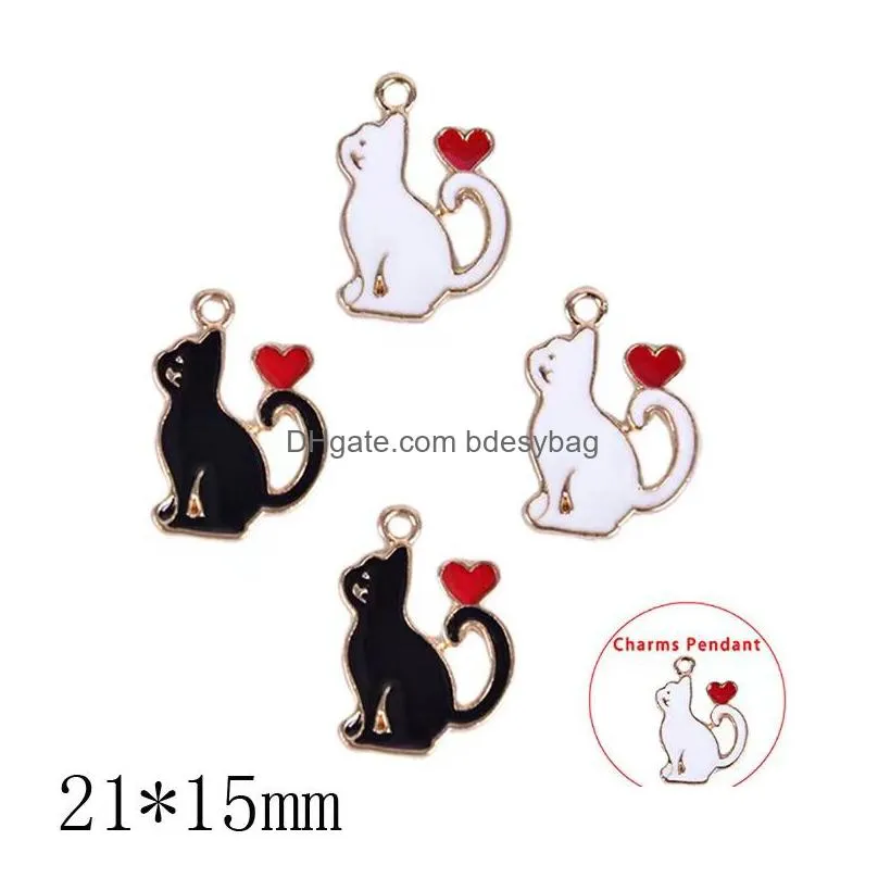 20pcs classics lucky cat enamel charms craft metal animal kitty charms for keychains earring diy jewelry making handmade craft