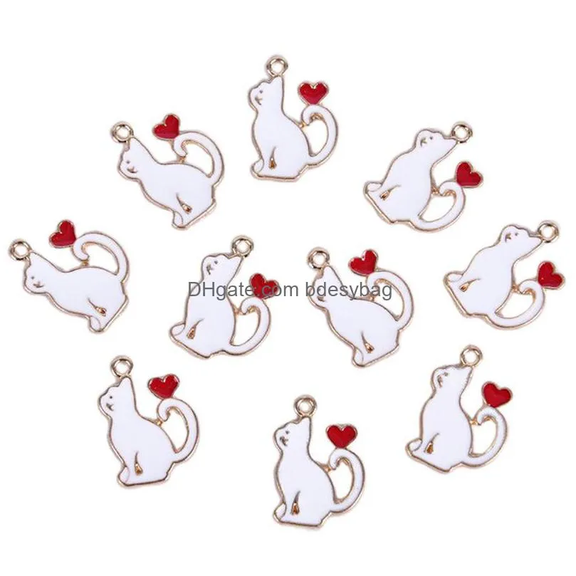 20pcs classics lucky cat enamel charms craft metal animal kitty charms for keychains earring diy jewelry making handmade craft