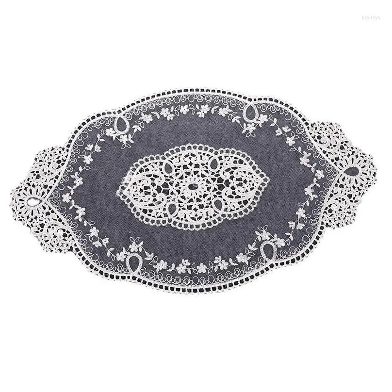 table mats european lace embroidery hollow oval placemat antiscald coffee bedroom restaurant food fruit pads wedding party decor