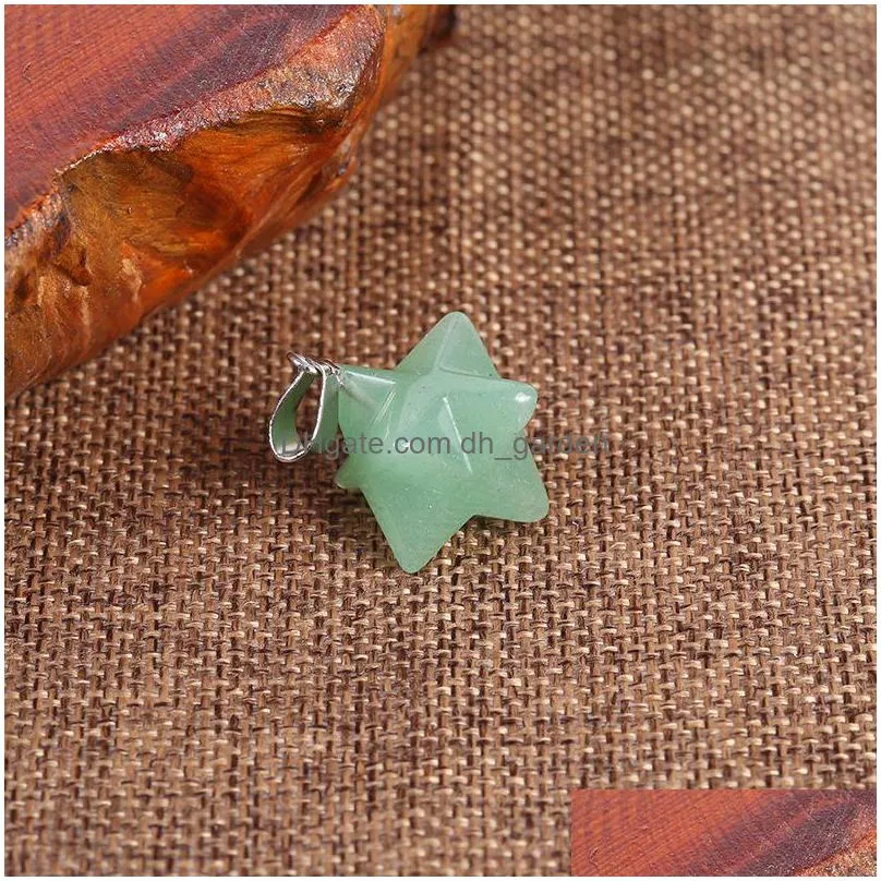 wholesale natural stone crystal merkaba pendant octagon star foreign trade jewelry source flower necklace of life