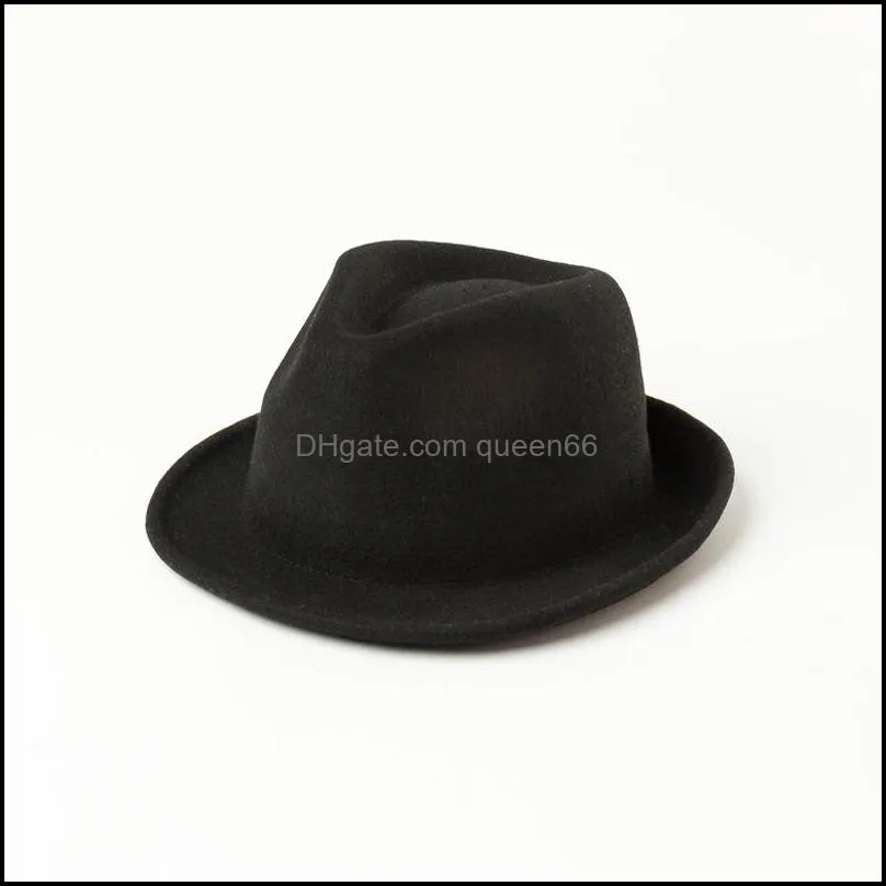  solid wool classic small brim fedoras cap men women panama jazz hat