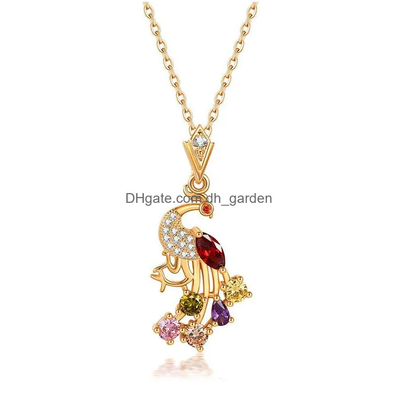 fashion super flash colorul zircon necklace environmental protection copper womens gorgeous flower exaggerated pendant shipping