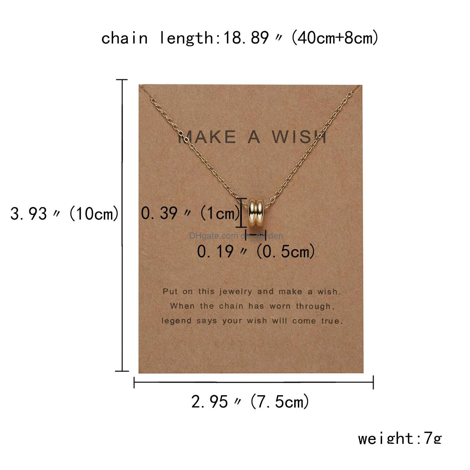 american make a wish geometric circle hollow paper card dogeared necklace personalized clavicle chain wholesale