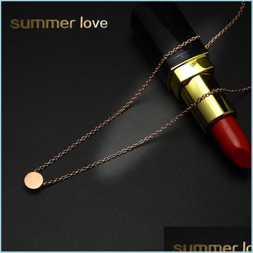  316l stainless steel small circle heart pendants necklace for women girlfriend rose gold silver gold chian necklace party jewelry