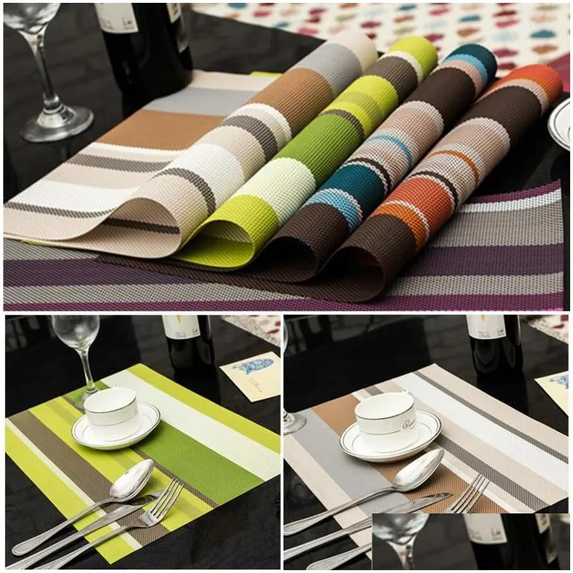 table mats pvc nonslip pad kitchen accessories stripe pat dining oilproof placemat heat insulation waterproof 30 45cm