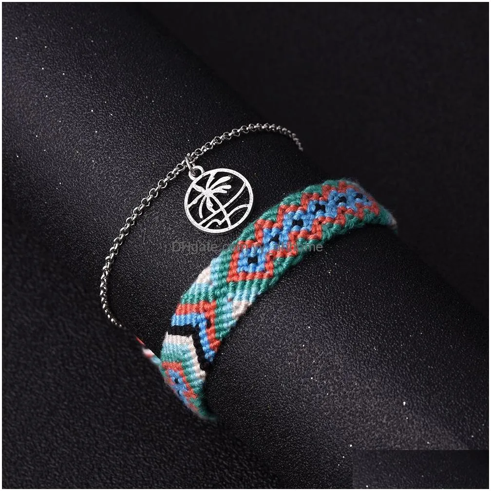 bohemian fashion jewelry handmade woven beach anklet coconut tree pendant ankle bracelet anklet