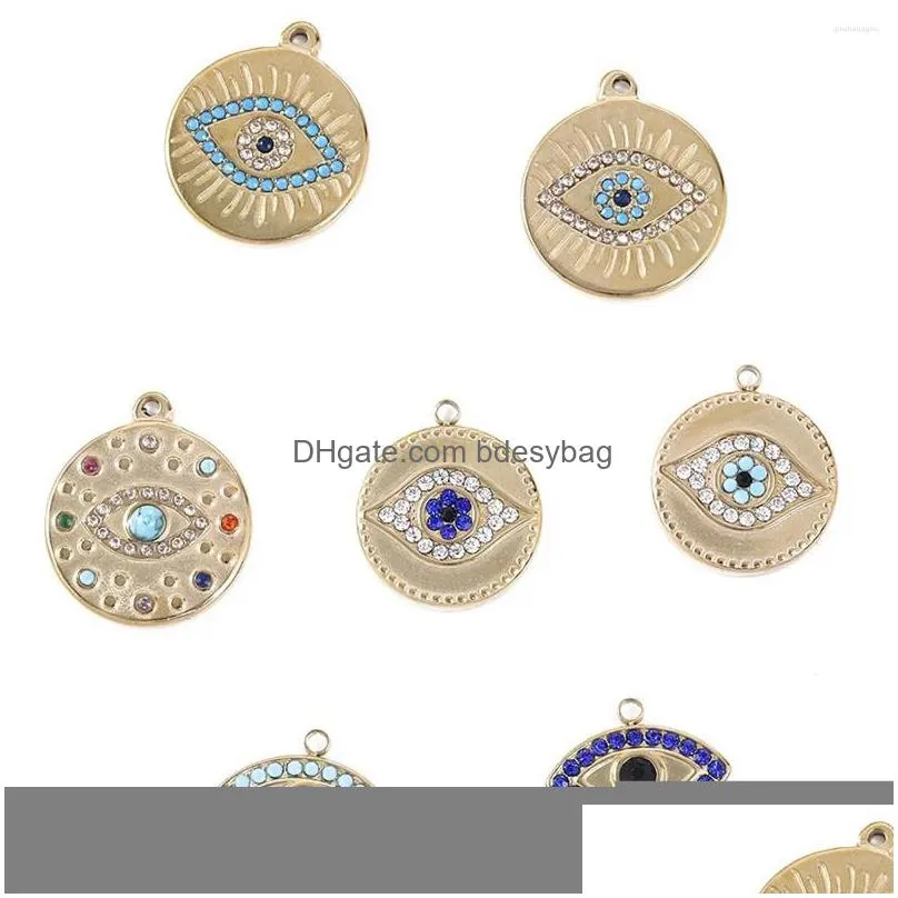 charms bohemian stainless steel gold eye diy necklace pendant zircon connectors jewelry making findings design wholesale