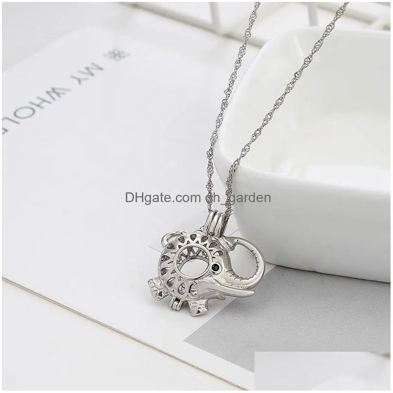 wholesale european and american fashion small elephant pearl cage accessories 925 sterling silver creative locket pendant