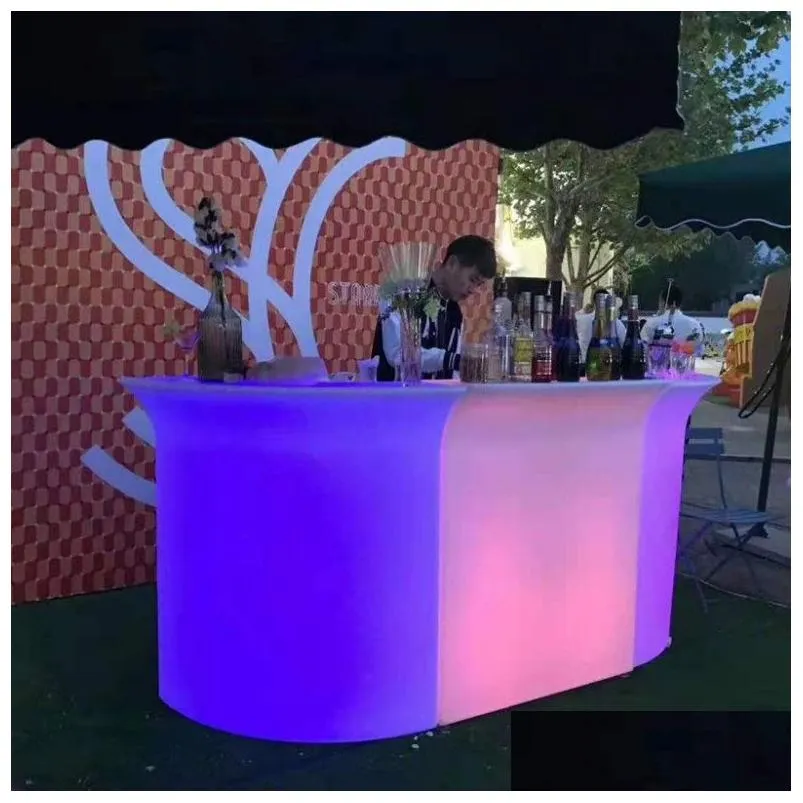 modern commercial lighting color changing rechargeable pe led high cocktail bar tables counter of bar