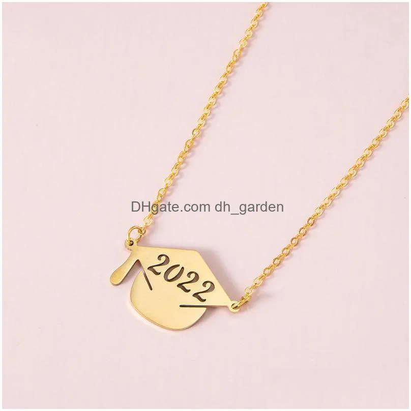 graduation gift english paper card necklace graduations season doctors hat stainless steel necklaces clavicle chain