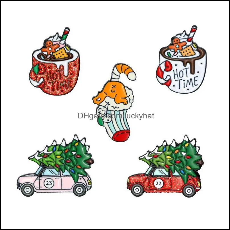 personality christmas pins ornaments trolley glass candy modelling badge accessories baking paint fashion brooch socks drip oil tree 2gb