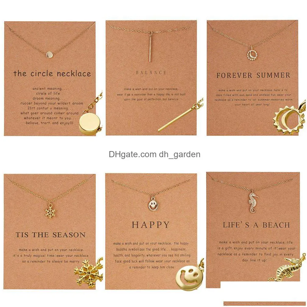 hot selling tis the season paper card dogeared pendant necklaces snowflake happy smiling face alloy necklace clavicle chain wholesale