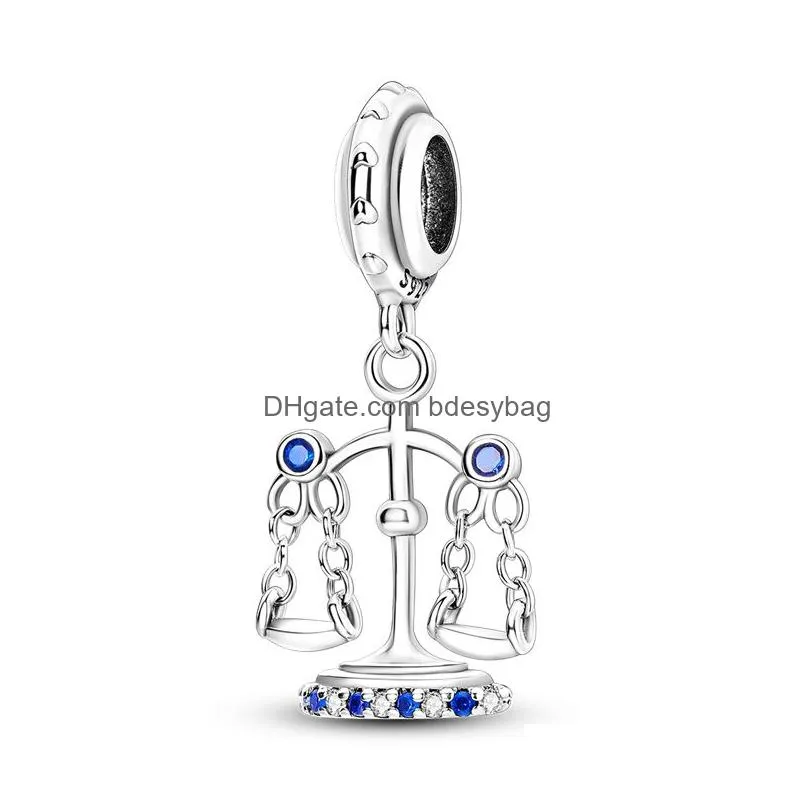 charms sparkling balance scale fair silver color dangle charm fit original bracelet necklace pendant beads for jewelry making 2023