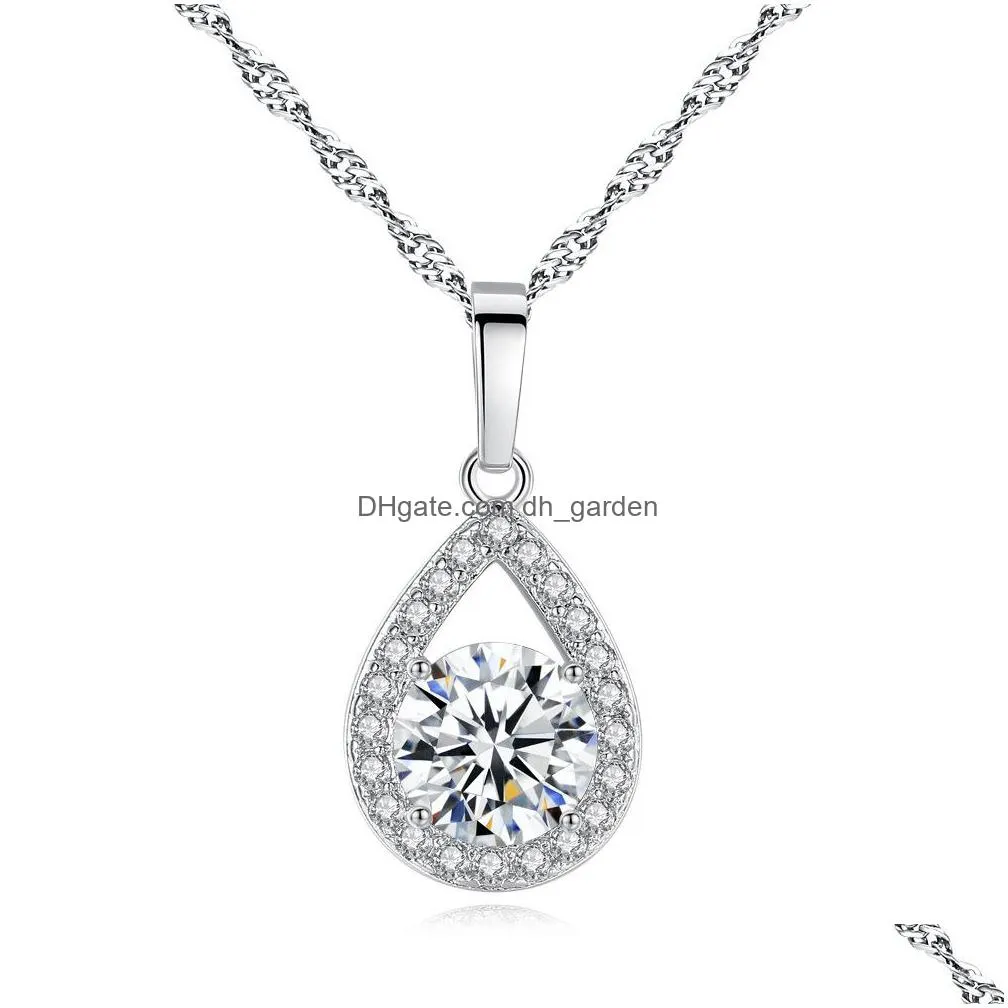 water drop zircon set necklace gift amazon best selling angel tears micro set zircon jewelry set shipping