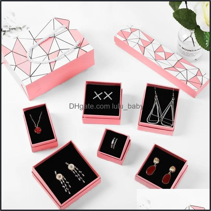 irregular geometry jewelry box trend ring gift case pink white jewelry storage for necklace style pendant display