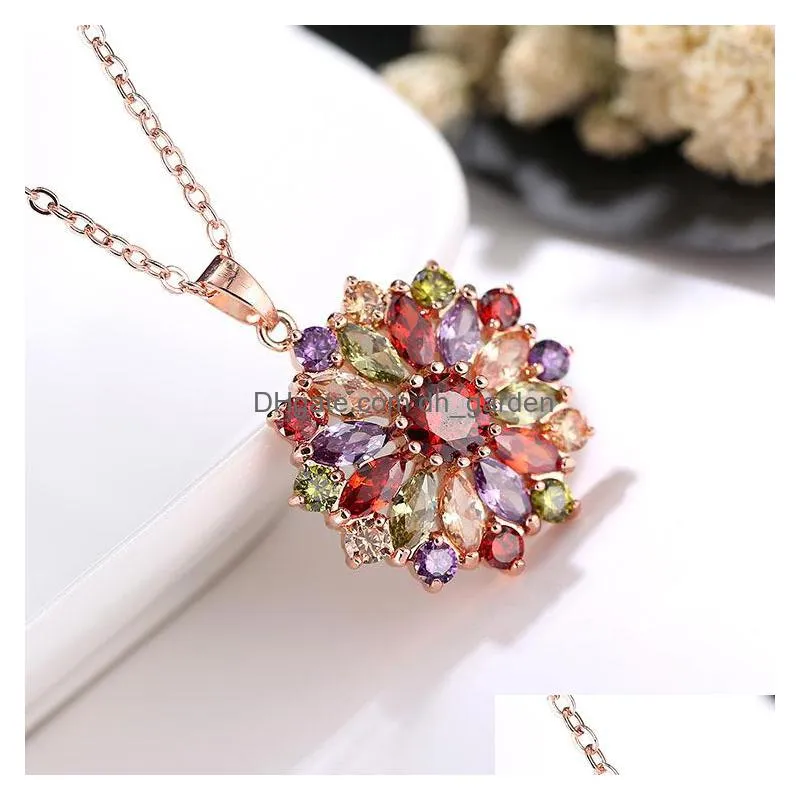 new fashion rose gold necklace copper pendant womens 3a cubic zircon jewelry in europe and america