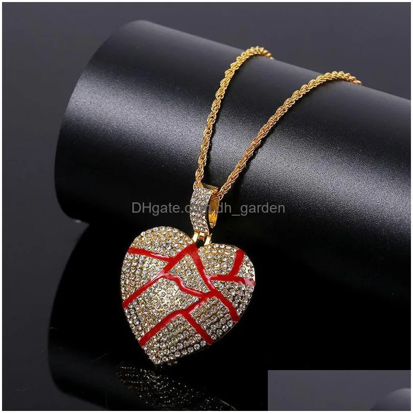 hip hop necklace european and american personality heart breaken shape male and female couple pendant necklace alloy models 2019 hot