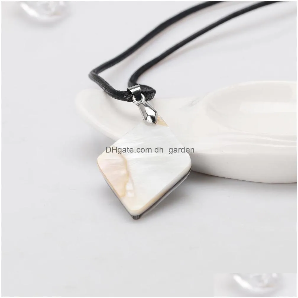 wholesale fashion dropletshaped personality nature abalone shell necklace euroamerican handmade lady pendant for party gift stxl028