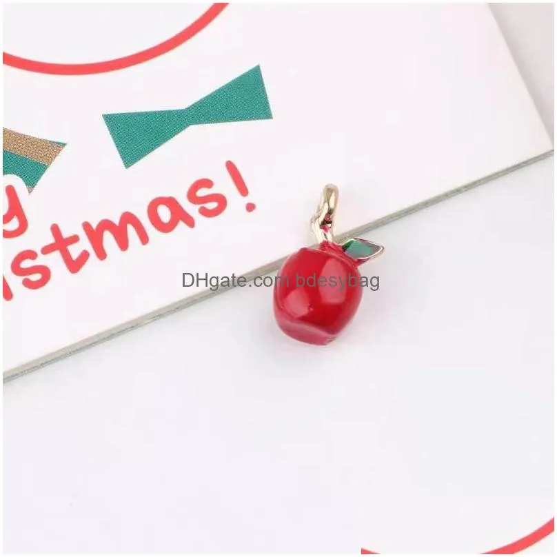 20pcs/lot metal drop oil colourful strawberry cherry fruit charm pendants goldcolor floating enamel fashion jewelry accessories