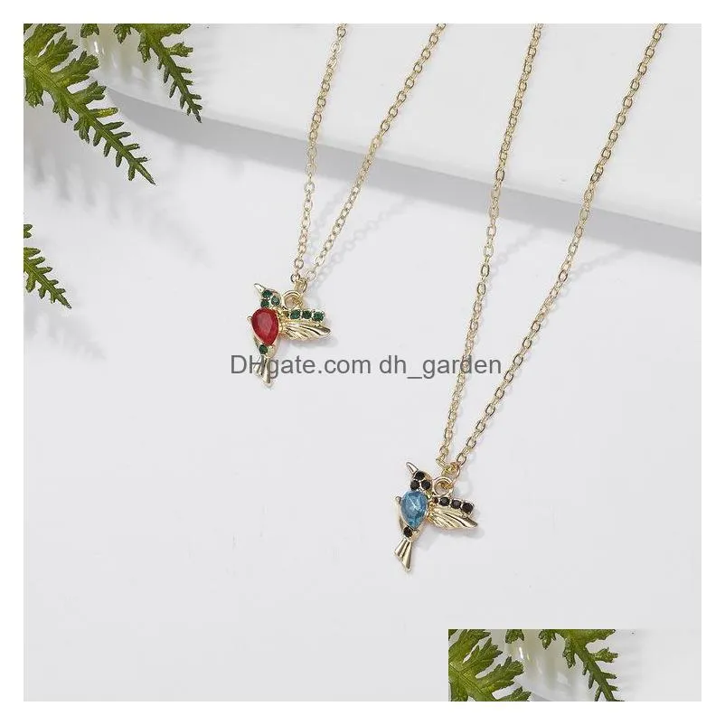 paper card dogeared necklace retro winged bird hummingbird necklaces female fashion collarbone chain wholesale