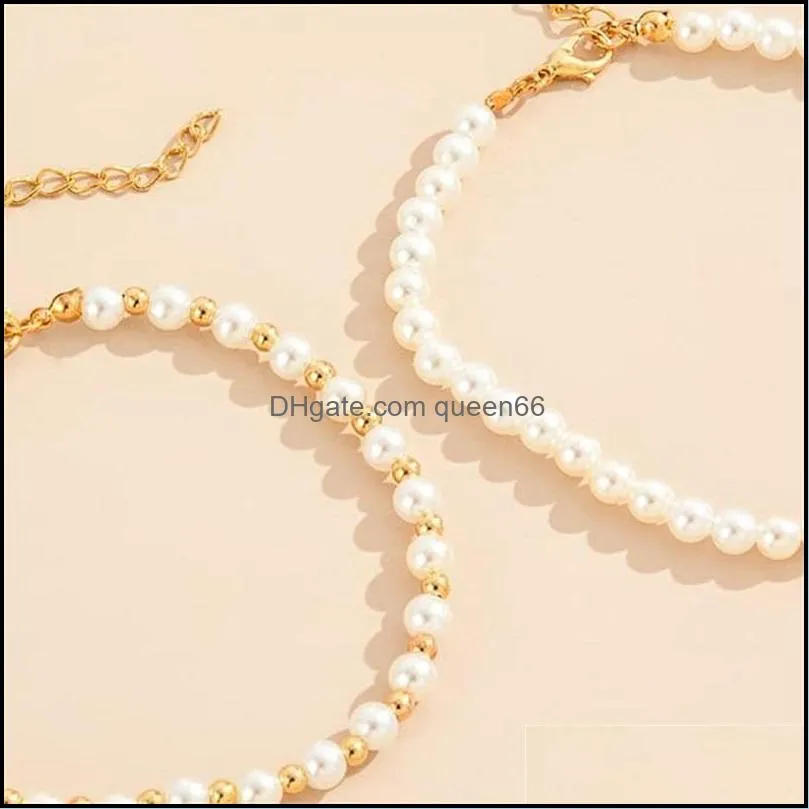 anklets sweet imitation pearl chain for women fashion trendy bracelet foot body jewelry accessories c3