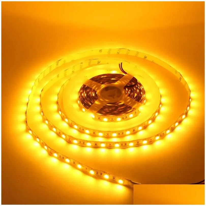 led strip light 5050 smd 60led/m non waterproof amber color flexible led light tape for car signal