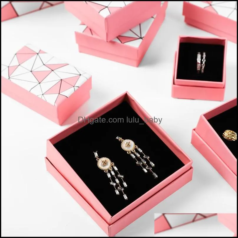 irregular geometry jewelry box trend ring gift case pink white jewelry storage for necklace style pendant display