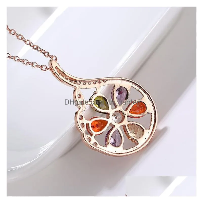 european and american fashion pendant zircon color necklace romantic flower clavicle chain new hot necklace shipping