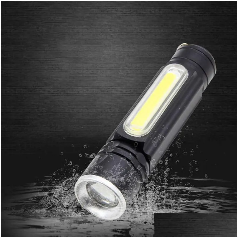 brelong usb rechargeable tactical flashlight cofuture led handheld flashlight side lights and magnets adjustable focus 1 pc