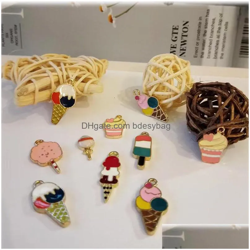 20pcs mix enamel cute food drink ice cream cake juice cola charms pendants for necklaces handmade diy jewelry making accessories