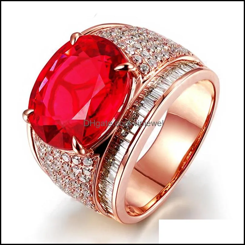 luxury ruby ring for women geometry classic silver jewelry large gemstones rings
