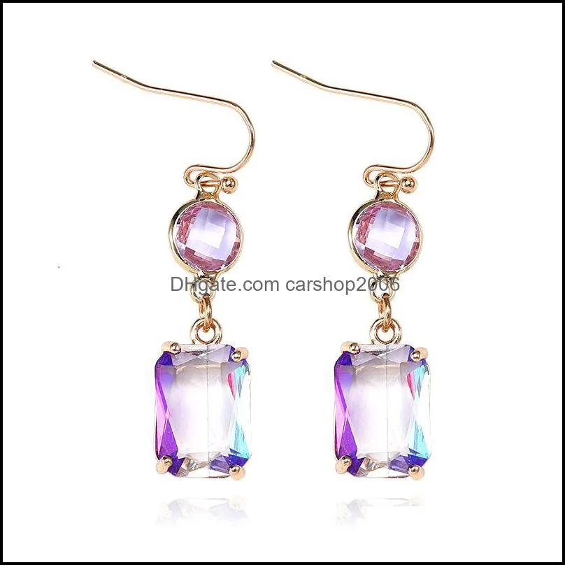 fashion design round water drop k9 crystal earrings for women colorful rhinestone gold plate hook dangle drop earrings jewelry gifts