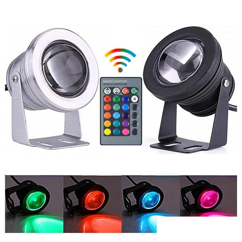 aluminum adjustable rgb led underwater light 10w 12v aquarium fountain pool light ip68 waterproof with remote controller