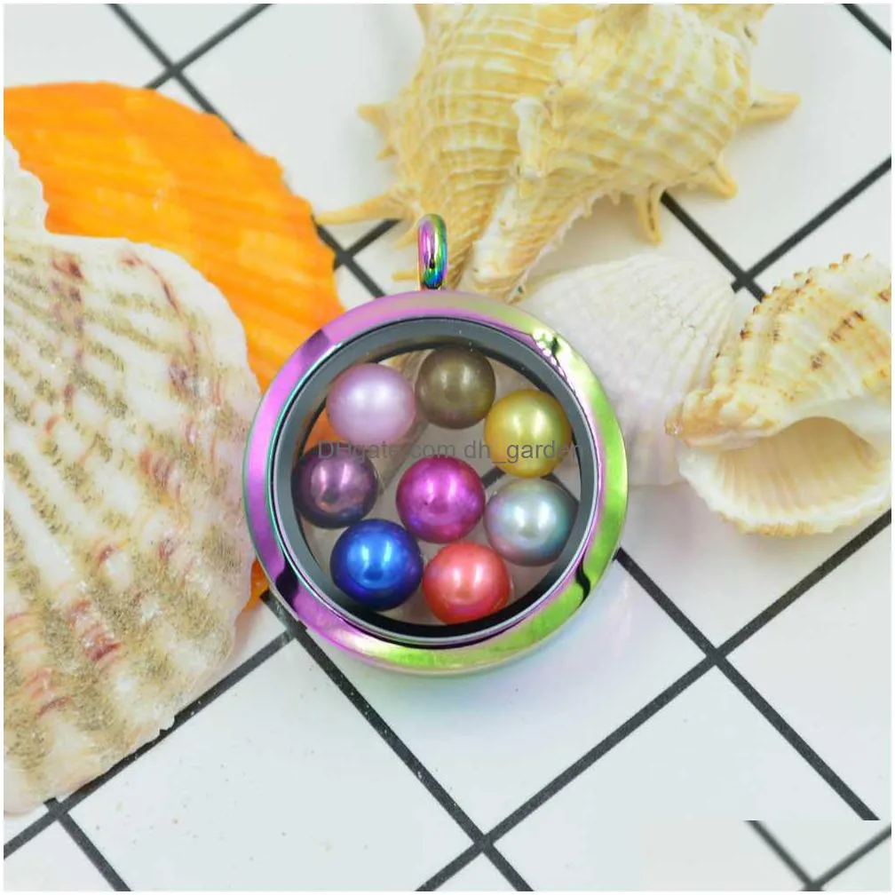 hot selling gold color stainless steel lockets pendant necklace for 67 mm round pearls aromatherapy box best gift