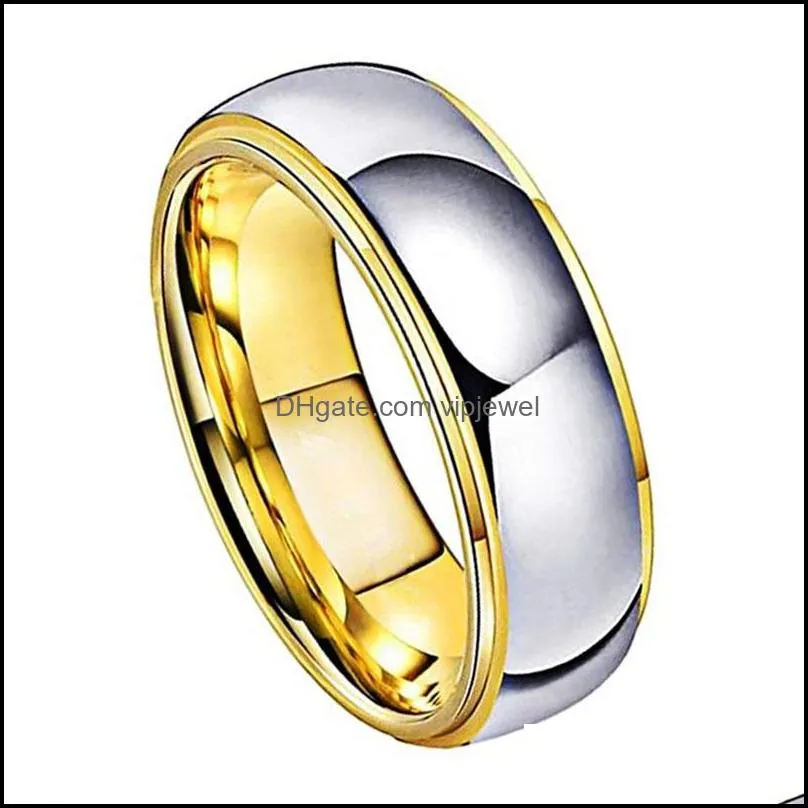tungsten wedding rings womens jewelry gold mens tungsten carbide band anniversary 6/8mm couple ring steeped edges comfort fit 210310 759